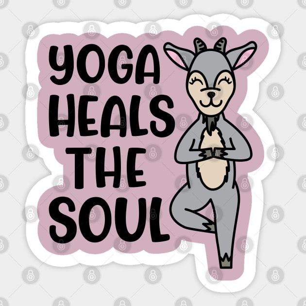 Yoga Heals The Soul Goat Yoga Fitness Cute Funny Sticker by GlimmerDesigns